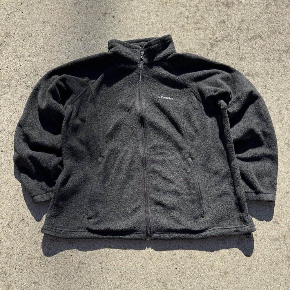Columbia Black Full Zip Fleece Jacket Men's‎ XL Outdoor Lightweight Warm